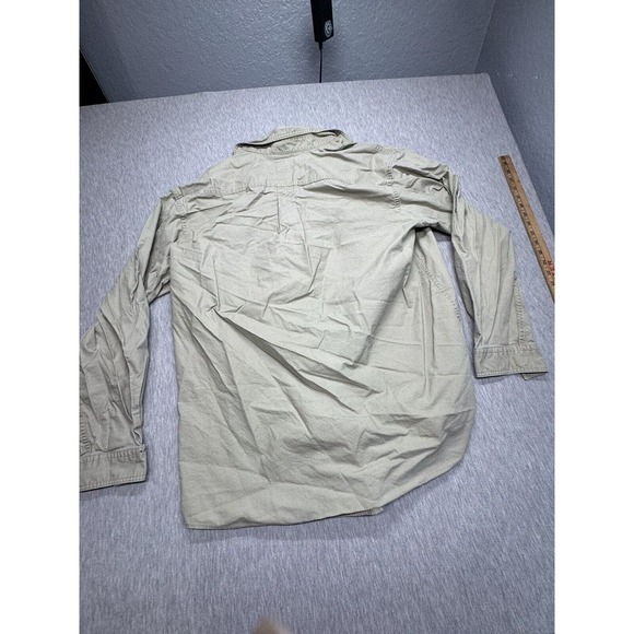 LL Bean Shirt Mens L Tall Khaki Sunwashed Canvas Traditional Fit Long Sleeve - Picture 5 of 6